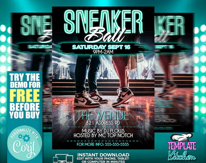 Sneaker Ball | Edit Online | 5X7 Digital & Printable | Do It Yourself | Corjl Template