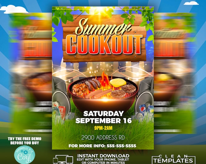 Summer Cookout | Edit Online | 5X7 Digital & Printable | Do It Yourself | Corjl Template