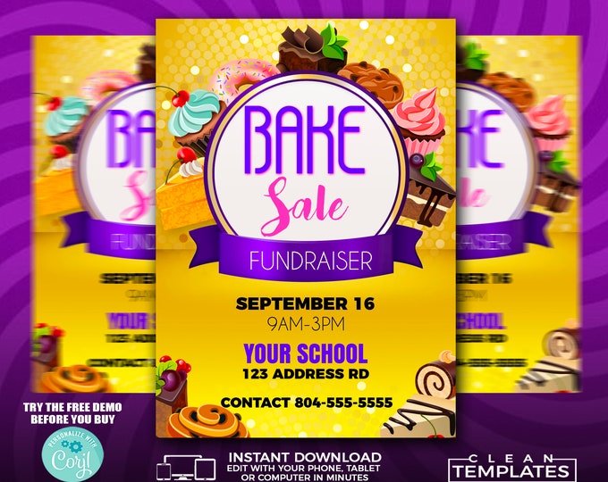 Bake Sale Flyer | Edit Online | 5X7 Digital & Printable | Do It Yourself | Corjl Template