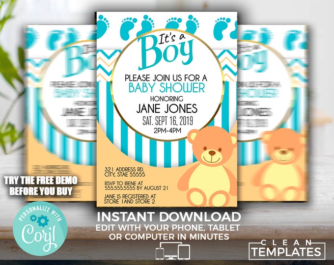 Baby Shower Flyer Invitation Template | Edit Online | 5X7 Digital & Printable | Do It Yourself | Corjl Template