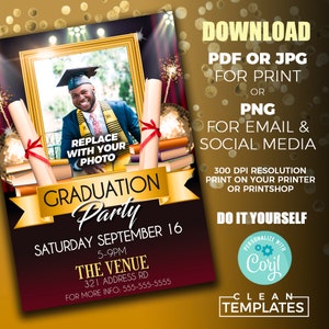Graduation Party | Edit Online | 5X7 Digital & Printable | Do It ...