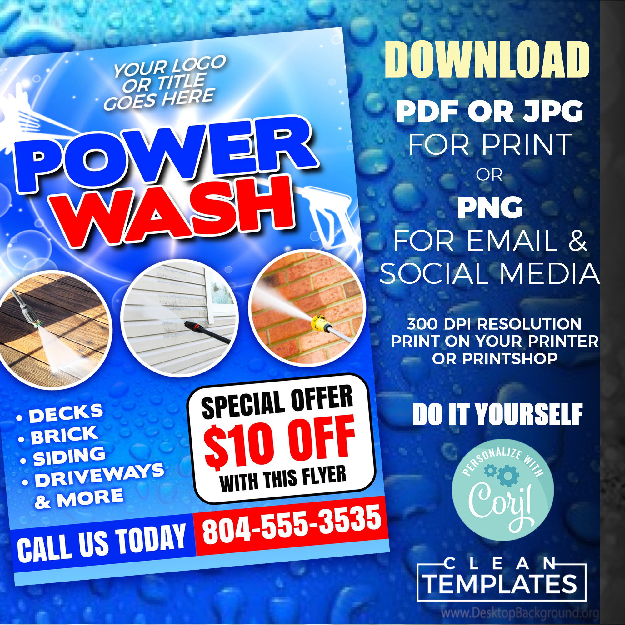 Power Wash Service Flyer Edit Online 5X7 Digital Etsy UK