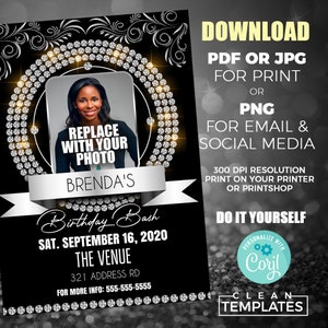 Diamond Birthday Bash | Edit Online | 5X7 Digital & Printable | Do It Yourself | Corjl Template image 2
