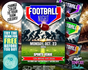 Football Night Flyer | Edit Online | 5X7 Digital & Printable | Do It Yourself | Corjl Template