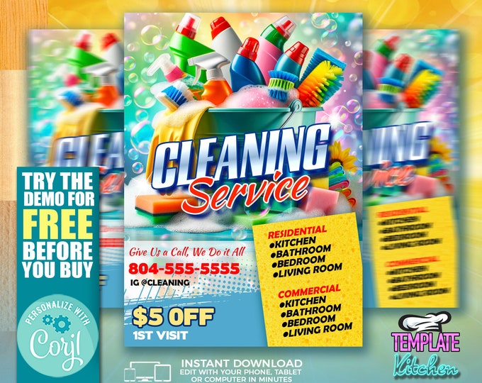 Cleaning Services Flyer | Edit Online | 5X7 Digital & Printable | Do It Yourself | Corjl Template