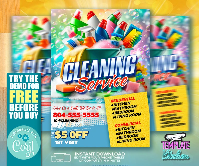 Cleaning Services Flyer | Edit Online | 5X7 Digital & Printable | Do It Yourself | Corjl Template image 1