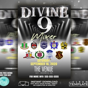 Volantino Divine 9 / Modifica online / 5X7 digitale e stampabile / Fai da te / Modello Corjl