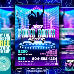360 Photo booth Flyer | Edit Online | 5X7 Digital & Printable | Do It Yourself | Corjl Template