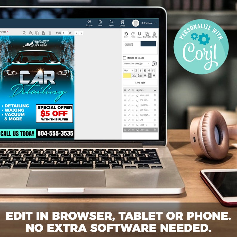 Puede incluir: Un folleto azul y blanco con el texto "CAR Detailing" y una oferta especial de 5 &euro; de descuento con este folleto. El folleto tambi&eacute;n incluye un n&uacute;mero de tel&eacute;fono para llamar para un servicio de detallado de autom&oacute;viles.