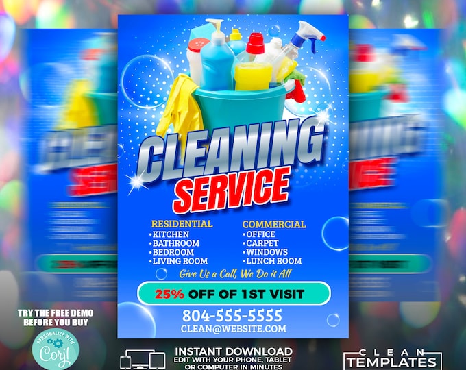 Cleaning Service Flyer | Edit Online | 5X7 Digital & Printable | Do It Yourself | Corjl Template