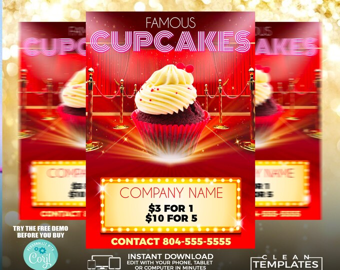 Cupcake Flyer | Edit Online | 5X7 Digital & Printable | Do It Yourself | Corjl Template