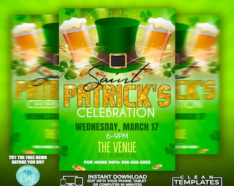 St. Patrick's Celebration Flyer | Edit Online | 5X7 Digital & Printable | Do It Yourself | Corjl Template