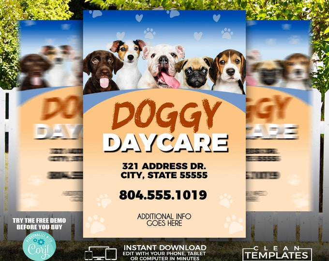 Doggy Daycare | Edit Online | 5X7 Digital & Printable | Do It Yourself | Corjl Template