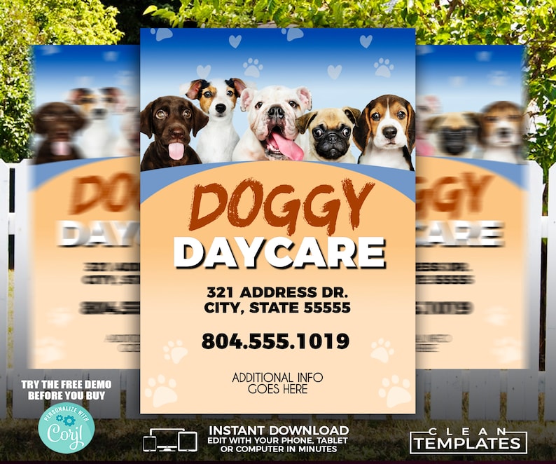 Doggy Daycare | Edit Online | 5X7 Digital & Printable | Do It Yourself | Corjl Template image 1