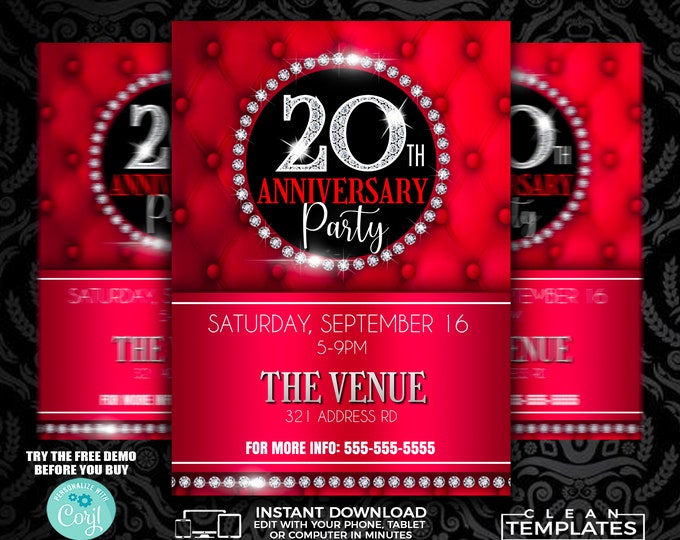 Red Anniversary Flyer | Edit Online | 5X7 Digital & Printable | Do It Yourself | Corjl Template