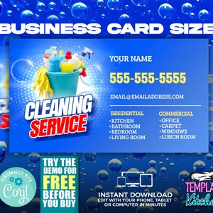 Cleaning, Maintenance and Housekeeping Service Business Card | Edit Online | 2.5X3 Digital & Printable | Do It Yourself | Corjl Template