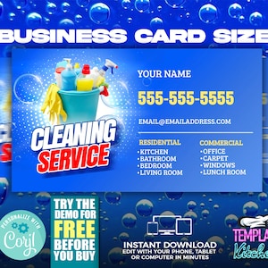 Cleaning, Maintenance and Housekeeping Service Business Card | Edit Online | 2.5X3 Digital & Printable | Do It Yourself | Corjl Template