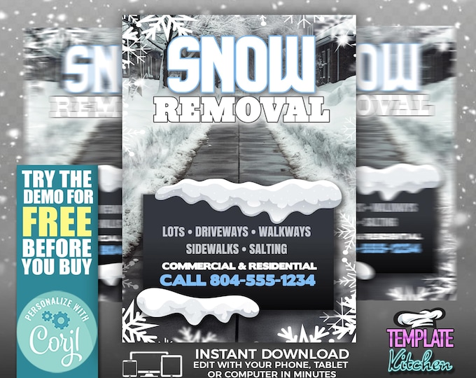 Snow Removal Flyer | Edit Online | 5X7 Digital & Printable | Do It Yourself | Corjl Template