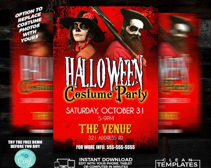 Halloween Costume Party | Edit Online | 5X7 Digital & Printable | Do It Yourself | Corjl Template