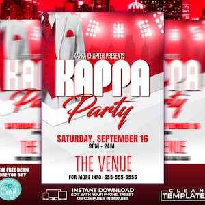 Kappa Fraternity Party Flyer Template | Edit Online | 5x7 Digital & Printable