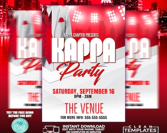 Kappa Fraternity Party Flyer Template | Edit Online | 5x7 Digital & Printable