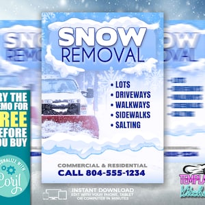 Flyer voor sneeuwruimen | Online bewerken | 5X7 digitaal en afdrukbaar | Doe het zelf | Corjl-sjabloon