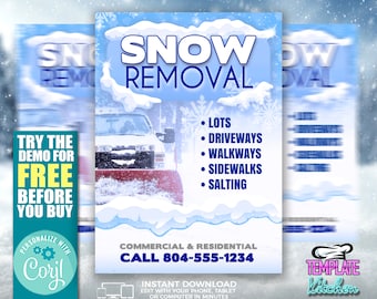 Snow Removal Flyer | Edit Online | 5X7 Digital & Printable | Do It Yourself | Corjl Template