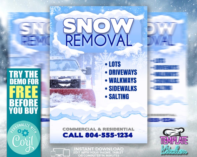 Snow Removal Flyer | Edit Online | 5X7 Digital & Printable | Do It Yourself | Corjl Template