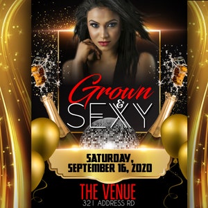 Grown and Sexy Party Flyer Template | Edit Online | 5x7 Digital & Printable image 4