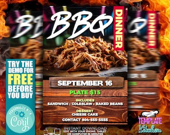 BBQ Dinner Flyer | Edit Online | 5X7 Digital & Printable | Do It Yourself | Corjl Template