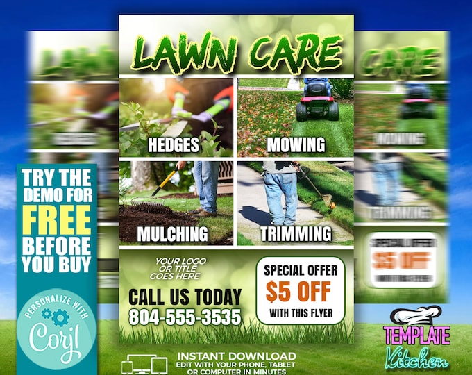 Lawn Care Service Flyer | Edit Online | 5X7 Digital & Printable | Do It Yourself | Corjl Template