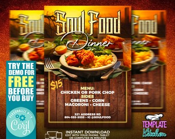 Soul Food Dinner Flyer | Edit Online | 5X7 Digital & Printable | Do It Yourself | Corjl Template