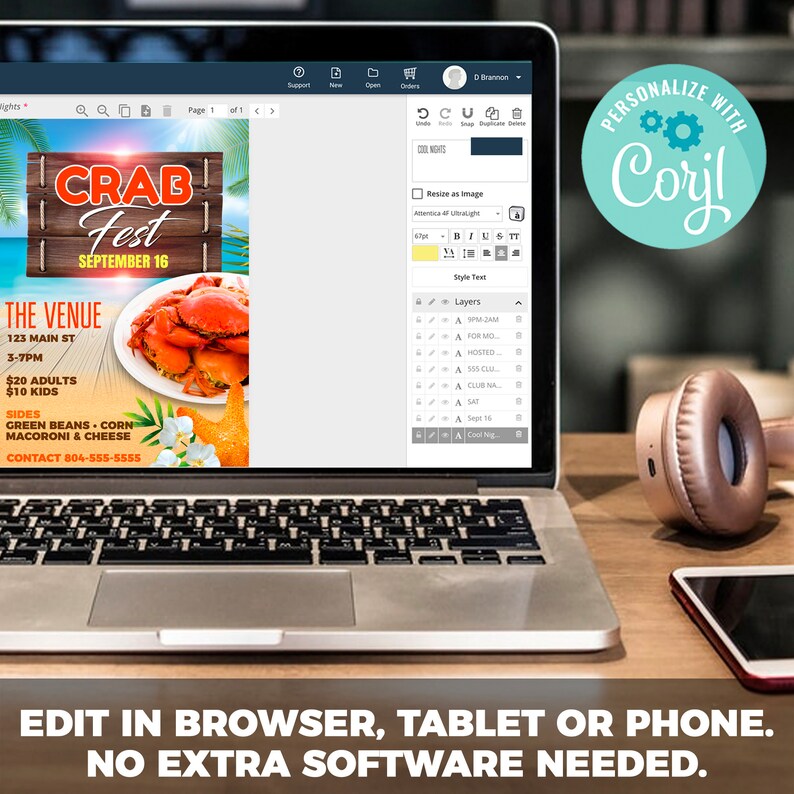 Crab Fest Flyer | Edit Online | 5X7 Digital & Printable | Do It Yourself | Corjl Template image 3