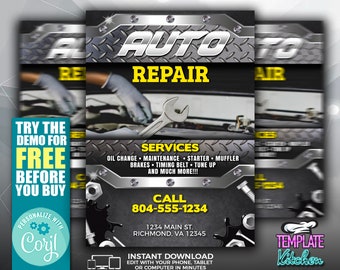 Auto Repair Service | Edit Online | 5X7 Digital & Printable | Do It Yourself | Corjl Template