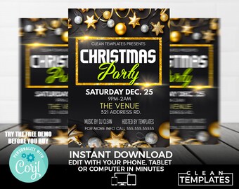 Christmas Party Flyer Invitation Template: 5x7 Printable (Corjl Template)