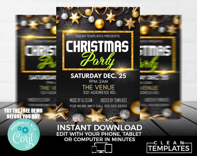 Christmas Party Flyer Invitation Template | Edit Online | 5X7 Digital & Printable | Do It Yourself | Corjl Template