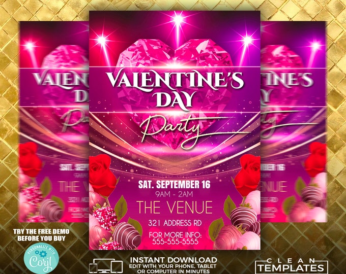 Valentine's Day Candy Party Flyer | Edit Online | 5X7 Digital & Printable | Do It Yourself | Corjl Template