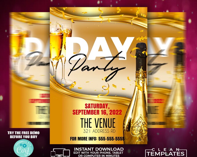 Day Party | Edit Online | 5X7 Digital & Printable | Do It Yourself | Corjl Template