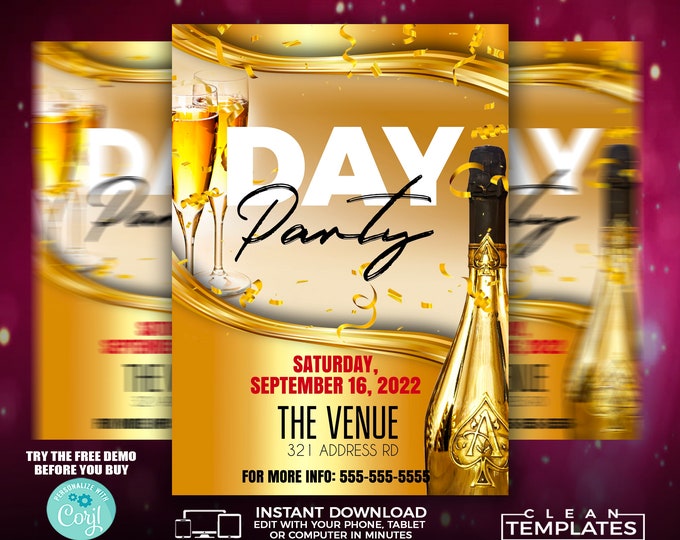 Day Party | Edit Online | 5X7 Digital & Printable | Do It Yourself | Corjl Template