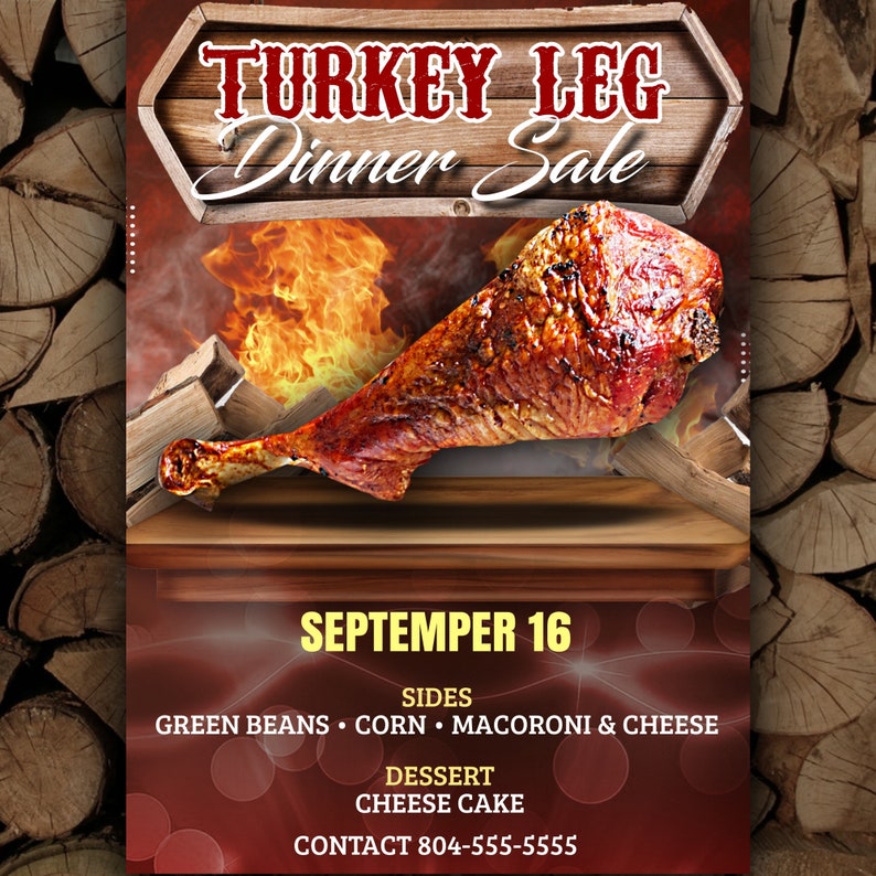 Turkey Dinner Sale Flyer | Customizable 5x7 Template (Digital) image 4