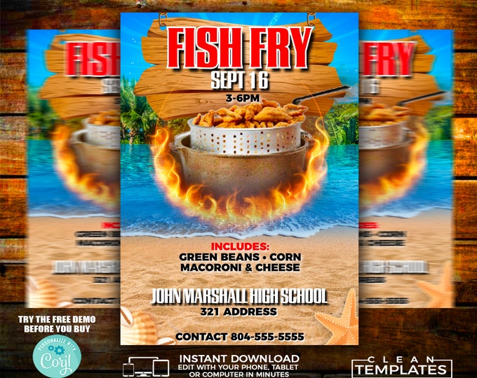 Fish Fry Flyer | Edit Online | 5X7 Digital & Printable | Do It Yourself | Corjl Template