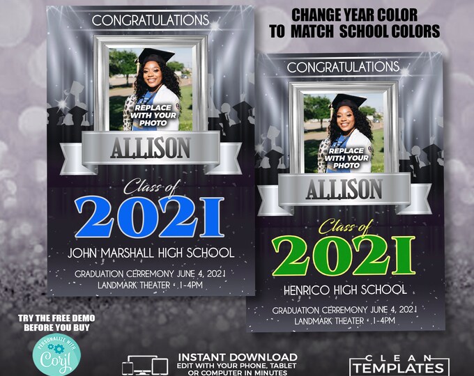 Graduation Announcement | Edit Online | 5X7 Digital & Printable | Do It Yourself | Corjl Template