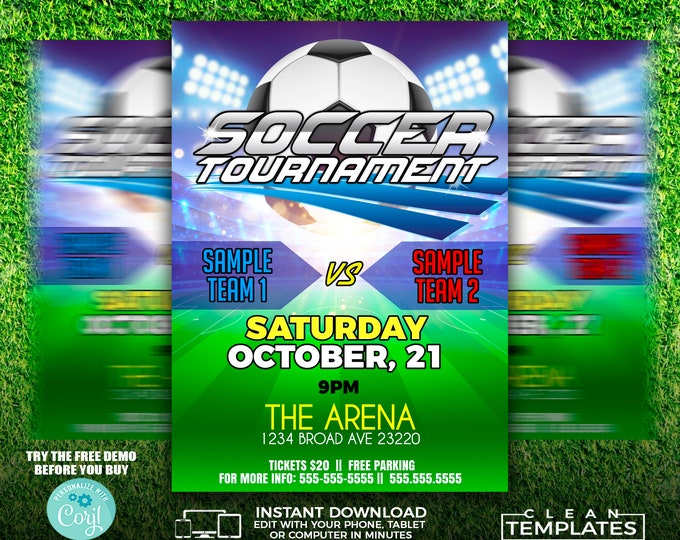 Soccer Tournament | Edit Online | 5X7 Digital & Printable | Do It Yourself | Corjl Template