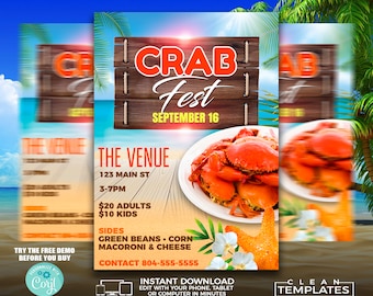 Crab Fest Flyer | Edit Online | 5X7 Digital & Printable | Do It Yourself | Corjl Template