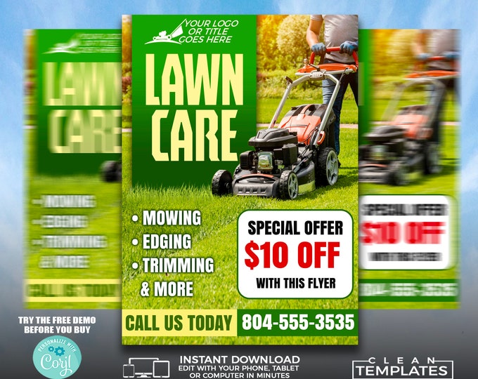 Lawn Care Service Flyer | Edit Online | 5X7 Digital & Printable | Do It Yourself | Corjl Template