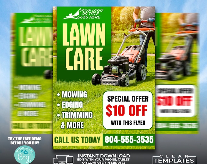 Lawn Care Service Flyer | Edit Online | 5X7 Digital & Printable | Do It Yourself | Corjl Template