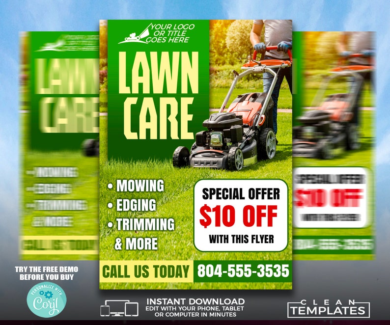 Lawn Care Service Flyer | Edit Online | 5X7 Digital & Printable | Do It Yourself | Corjl Template image 1