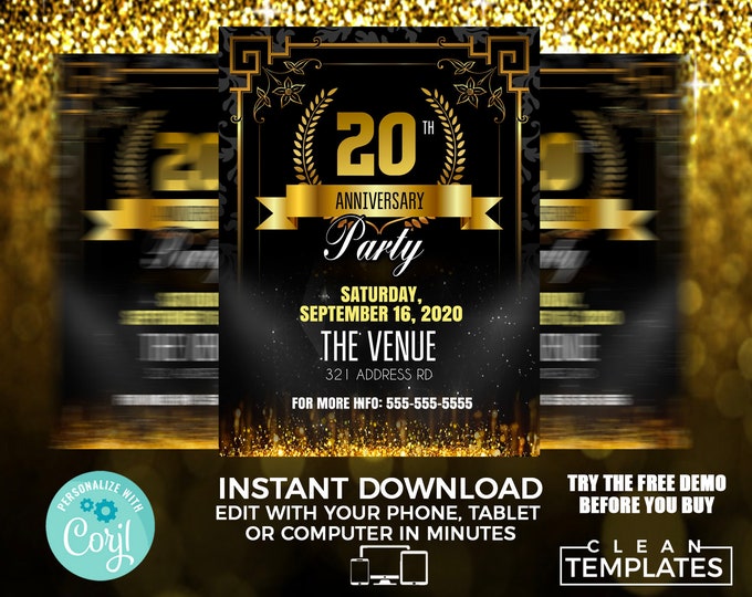 Anniversary Flyer | Edit Online | 5X7 Digital & Printable | Do It Yourself | Corjl Template