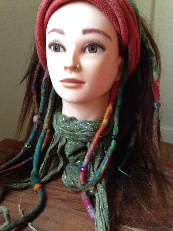 Custom Made Sari Silk Felted Single Dreadlocks Mixed Colours Boho Hair Hippy Dreads Unique Gift Fake Dreads Festival Hair Accessory