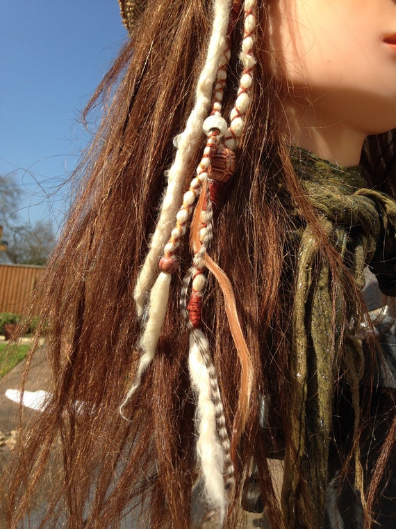 Felted Dreadlocks Boho Hair Hippy Dreads Unique Gift Fake Dreads Festival Hair Accessory Wool Hair Wraps